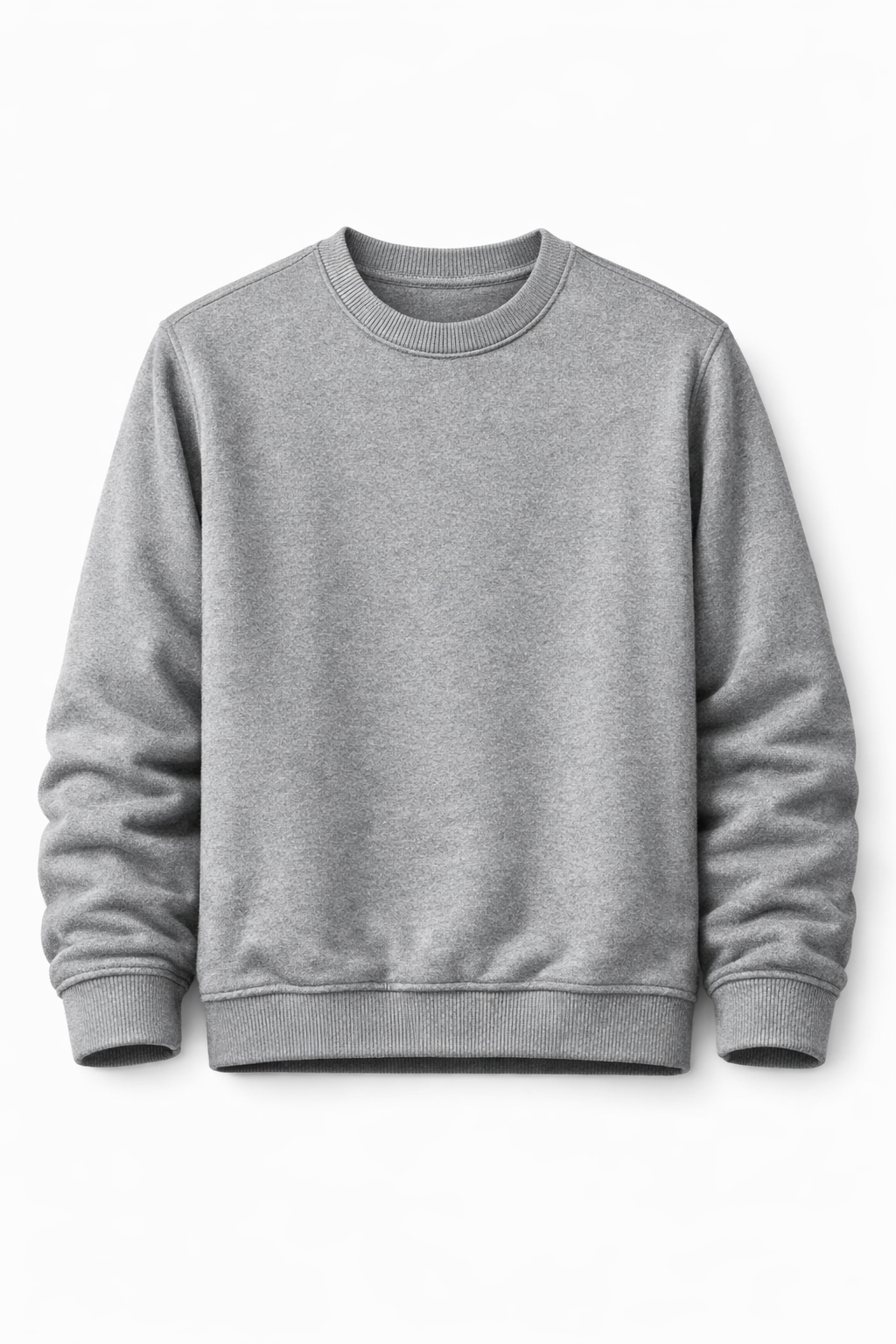 KB Men’s Fleece Sweatshirt – Round Neck, Long Sleeve, Soft 320 GSM 80% Cotton 20% Polyester, Ribbed Neck, Cuff & Hem, Comfortable Wear Dubai UAE