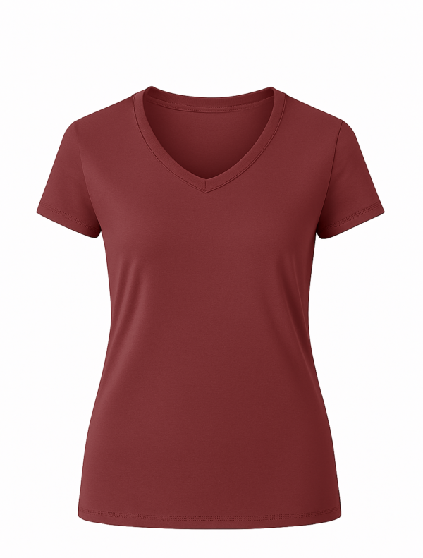 LADIES V - NECK TSHIRT - 220 GSM Premium Ladies V NECK T-Shirt - 100% PURE Cotton Material - Image 2